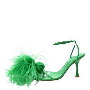 NEW BOTTEGA VENETA women's wonderbird nappa feather dot sandals in green
